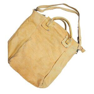 Nicoli Sunflower Yellow Canvas & Leather Tote Bag Dual Handles Adjustable‎ Strap
